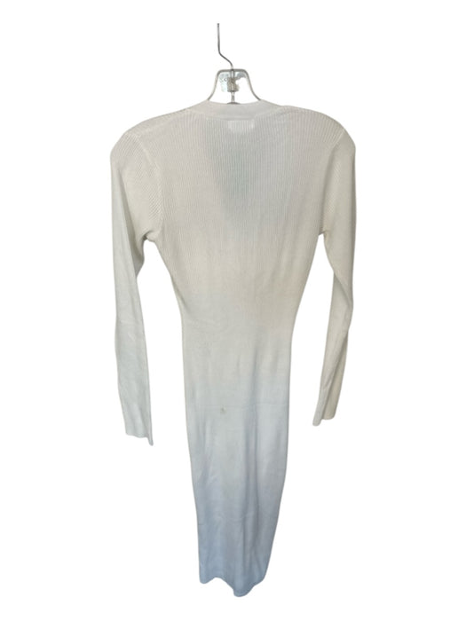 Lovers + Friends Size M White Viscose Blend Long Sleeve Ribbed Buttons Dress White / M