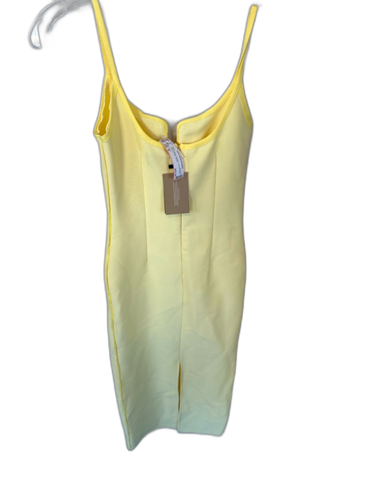 Posh Size M Yellow Polyester Spaghetti Strap low neck Midi Dress Yellow / M