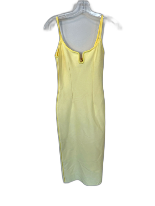 Posh Size M Yellow Polyester Spaghetti Strap low neck Midi Dress Yellow / M