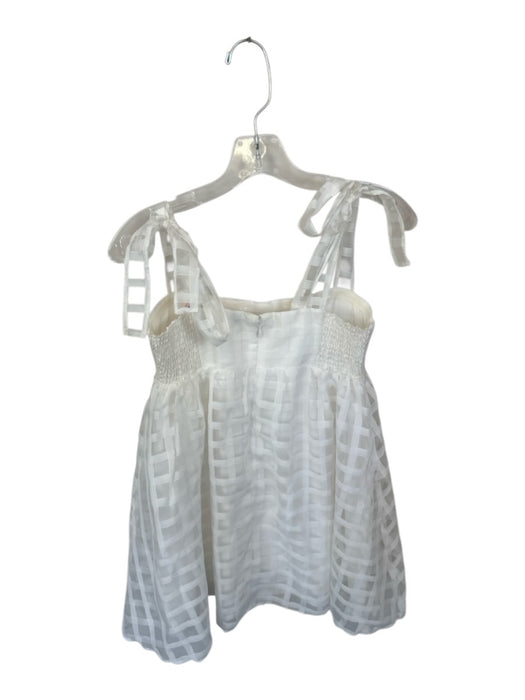Amanda Uprichard Size S White Polyester Tie Straps Grid Baby Doll Dress White / S