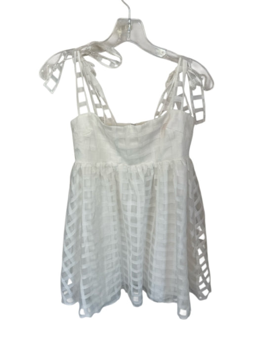 Amanda Uprichard Size S White Polyester Tie Straps Grid Baby Doll Dress White / S