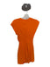 Zara Size S Orange Cotton Blend Scrunch Detail Cap Sleeve Round Neck Mini Dress Orange / S