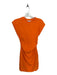 Zara Size S Orange Cotton Blend Scrunch Detail Cap Sleeve Round Neck Mini Dress Orange / S