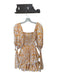Caroline Constas Size S Orange & White Cotton Blend Floral Puff Sleeve Dress Orange & White / S