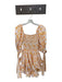 Caroline Constas Size S Orange & White Cotton Blend Floral Puff Sleeve Dress Orange & White / S