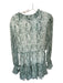 TCEC Size M Teal & White Polyester Long Sleeve Snake Print Ruffles Dress Teal & White / M