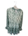 TCEC Size M Teal & White Polyester Long Sleeve Snake Print Ruffles Dress Teal & White / M
