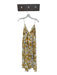 Zara Size M Yellow & Cream Cotton Abstract V Neck Spaghetti Strap Back Zip Dress Yellow & Cream / M