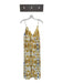 Zara Size M Yellow & Cream Cotton Abstract V Neck Spaghetti Strap Back Zip Dress Yellow & Cream / M