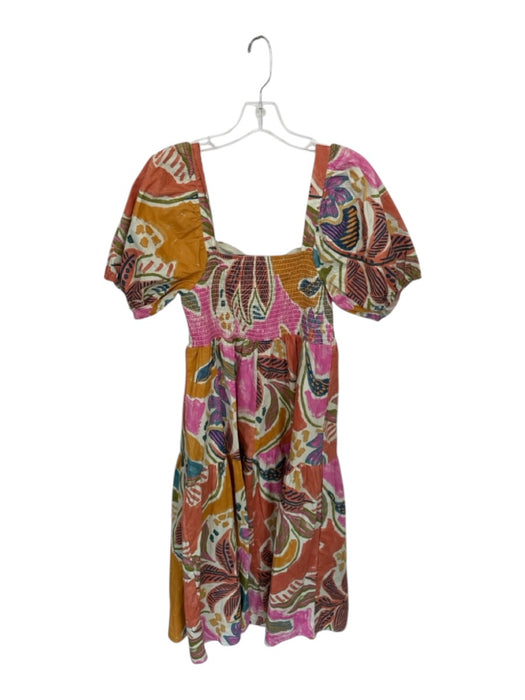 Crystal Sky Size M Multi Cotton Balloon Half Sleeve Floral Square Neck Dress Multi / M