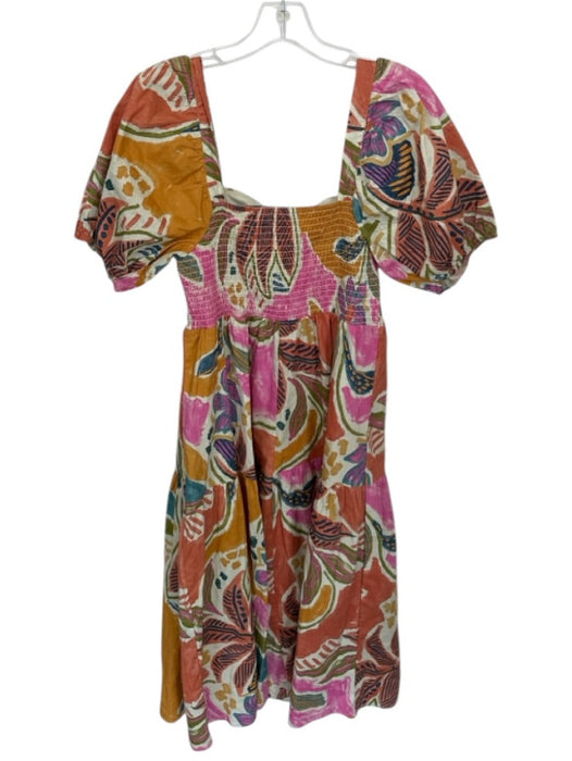 Crystal Sky Size M Multi Cotton Balloon Half Sleeve Floral Square Neck Dress Multi / M