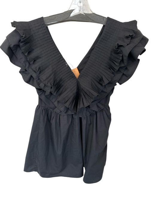 Entro Size M Black Cotton Accordian V Neck Dress Black / M