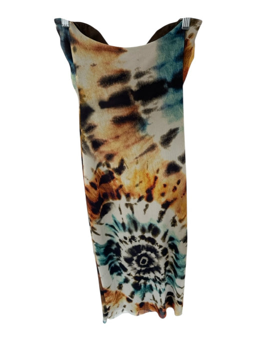 Zara Size M Teal & Orange Strapless Wire Tie Dye Maxi Dress Teal & Orange / M