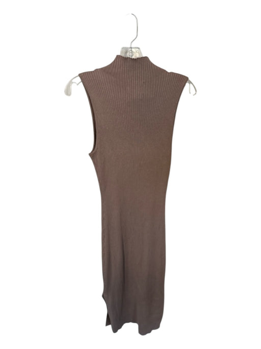Olive & Oak Size L Taupe Rayon Sleeveless Mock Neck Ribbed Maxi Dress Taupe / L
