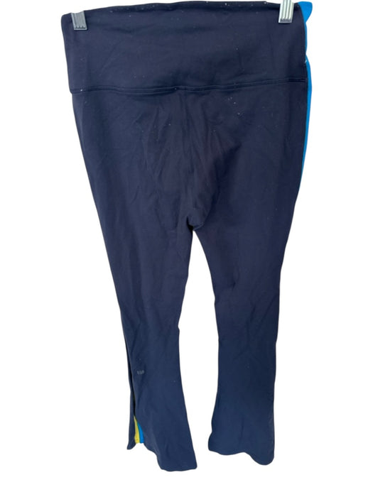 Splits 59 Size M Navy & Yellow Nylon Blend High Waist Side Stripe Flare Leggings Navy & Yellow / M