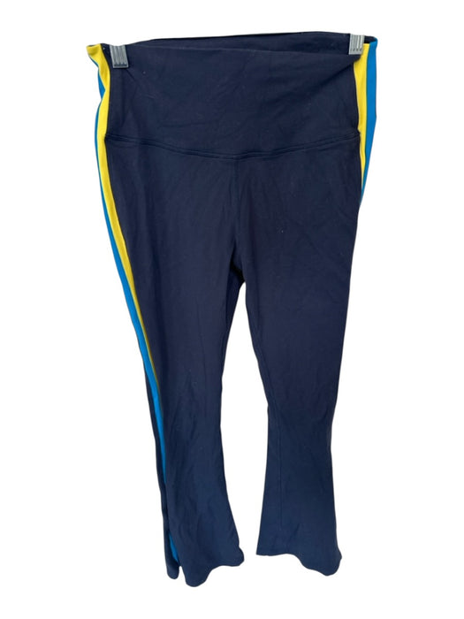 Splits 59 Size M Navy & Yellow Nylon Blend High Waist Side Stripe Flare Leggings Navy & Yellow / M