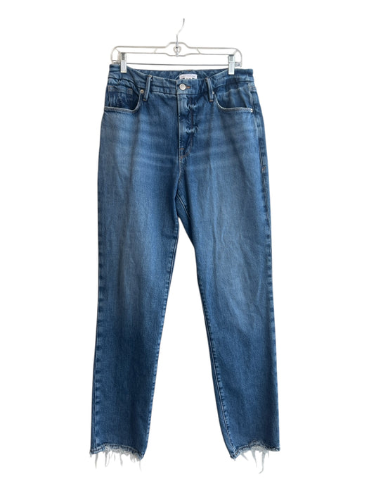 Good American Size 29 Medium Wash Cotton Blend Fading Mid Rise Raw Hem Jeans Medium Wash / 29