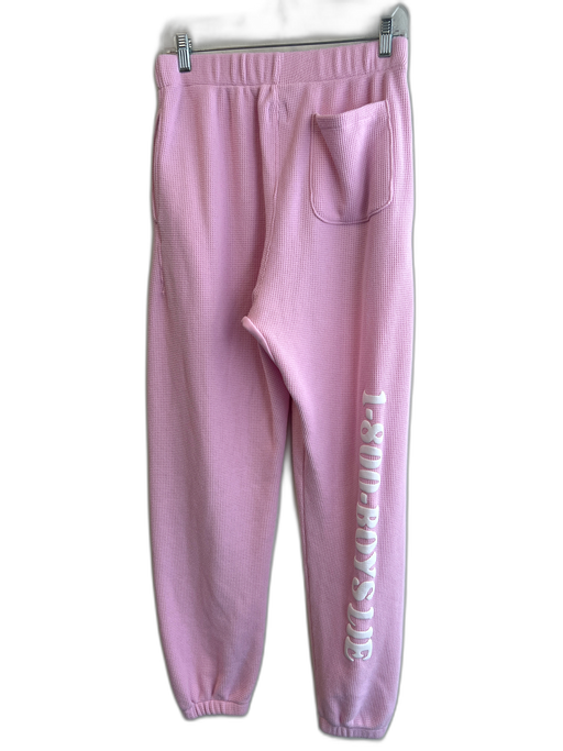 Boys Lie Size L Pink White & Blue Polyester Blend Waffle Knit Text Print Pants Pink White & Blue / L