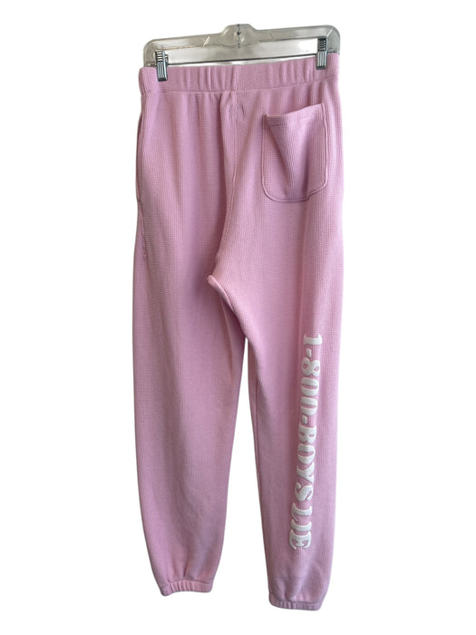 Boys Lie Size L Pink White & Blue Polyester Blend Waffle Knit Text Print Pants Pink White & Blue / L