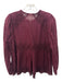 Ulla Johnson Size 2 Burgundy Red Cotton Long Sleeve Crochet Lace Lace Up Top Burgundy Red / 2