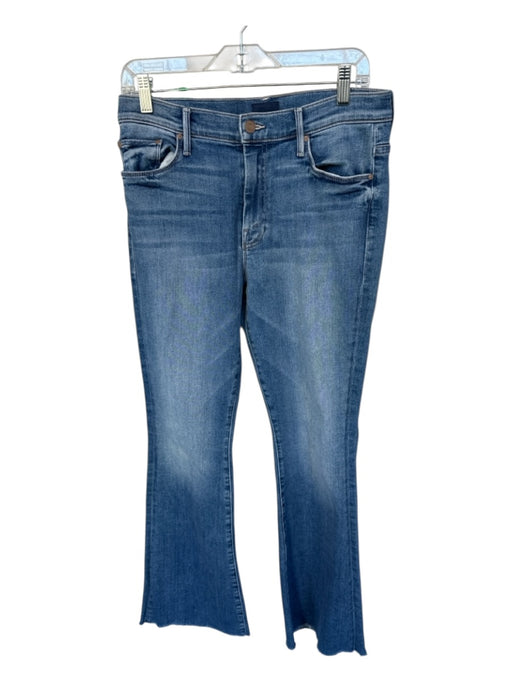Mother Size 30 Med Light Wash Cotton Blend High Waist Flare Raw Hem Jeans Med Light Wash / 30