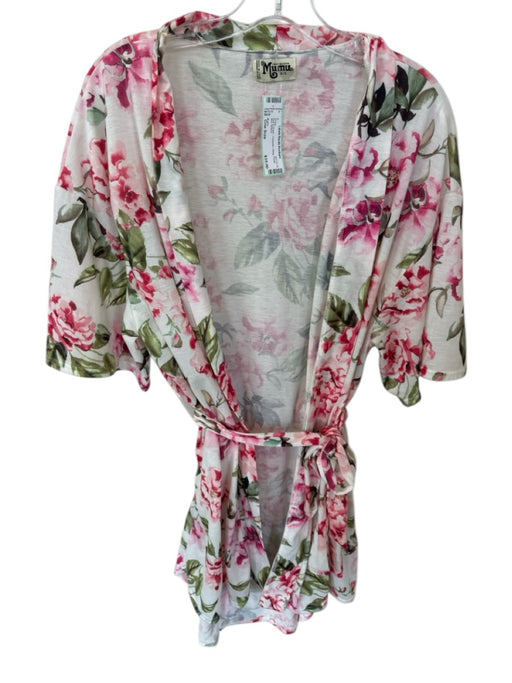 Mumu Size One Size Pink & Green Polyester Wrap Floral Midi Dress Pink & Green / One Size