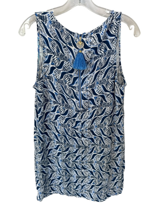 Lilly Pulitzer Size 8 Blue & White V Neck Pockets Front Clasps Midi Dress Blue & White / 8