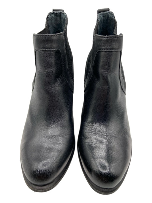 Ugg Shoe Size 10 Black Leather Stacked Heel Stretch Panels High Heel Booties Black / 10