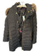 Joules Size 8 Black & Brown Polyester Puffer Faux Fur Trim Removable Hood Coat Black & Brown / 8