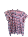 Oliphant Size S Pink & Purple Cotton Flutter Sleeves Flowers Pleat Detail Top Pink & Purple / S