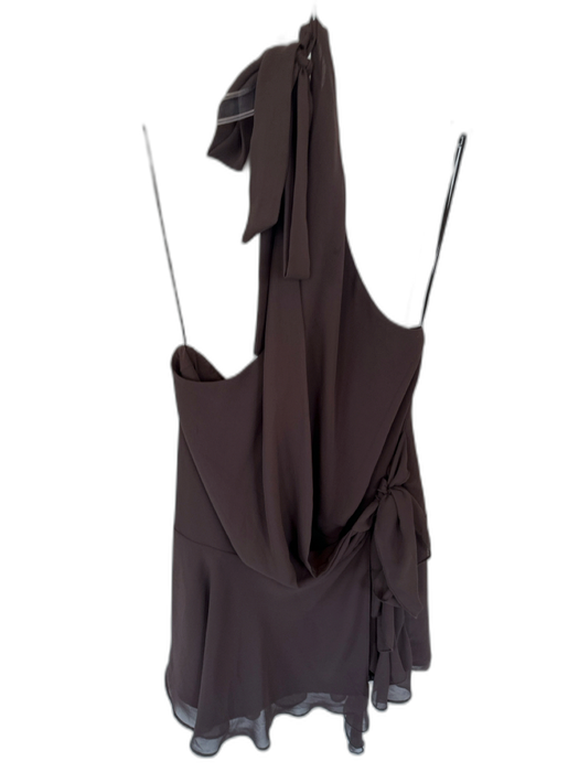 Abercrombie & Fitch Size M Brown Polyester Halter Neck Side Tie Dress Brown / M