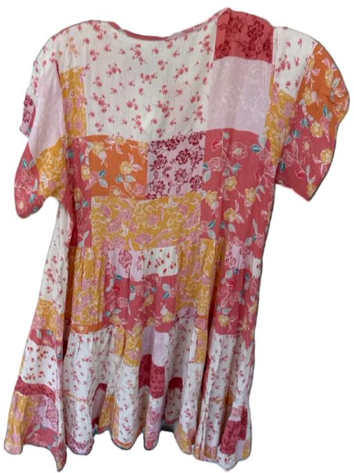 Olivaceous Size M Pink & Orange Rayon Short Sleeve Flowers Crinkle Dress Pink & Orange / M