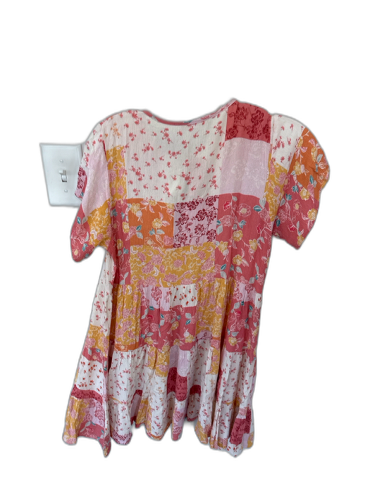 Olivaceous Size M Pink & Orange Rayon Short Sleeve Flowers Crinkle Dress Pink & Orange / M