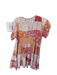Olivaceous Size M Pink & Orange Rayon Short Sleeve Flowers Crinkle Dress Pink & Orange / M