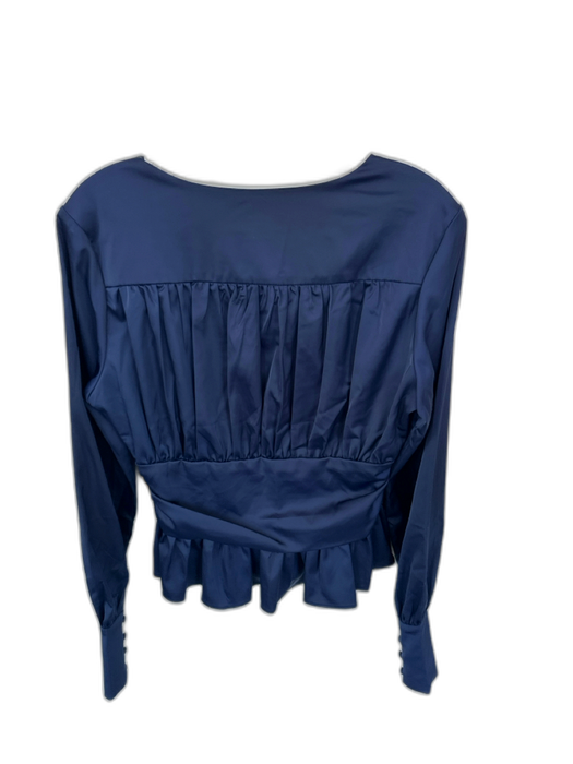 Jason Wu Size M Navy Polyester Long Balloon Sleeve Peplum Buttons Top Navy / M