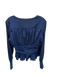 Jason Wu Size M Navy Polyester Long Balloon Sleeve Peplum Buttons Top Navy / M