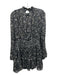 ML Monique Lhuillier Size 8 Black & Cream Polyester Metallic Thread Floral Dress Black & Cream / 8