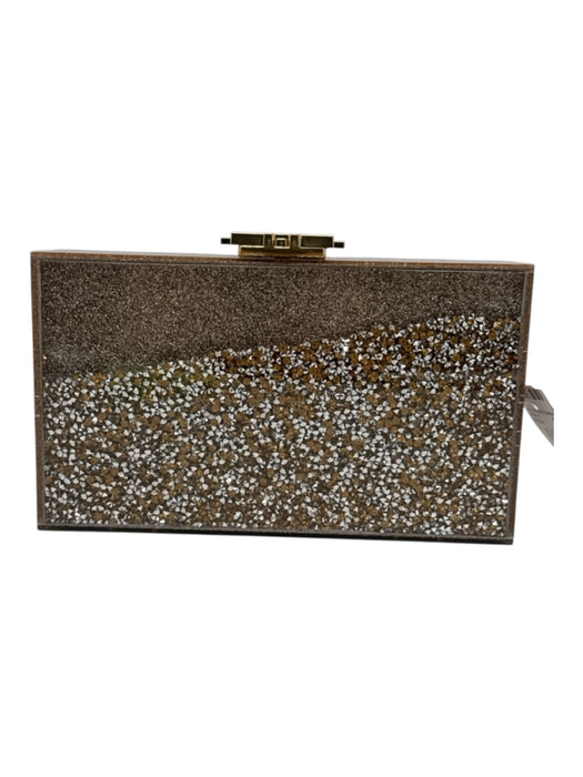 India Hicks Gold Tone Glitter Plastic Shell Removable Chain Snap Closure Bag Gold Tone