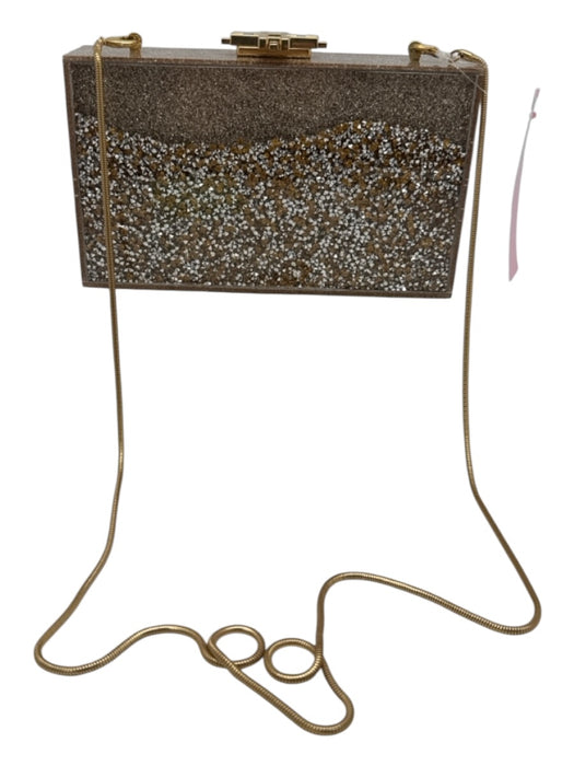 India Hicks Gold Tone Glitter Plastic Shell Removable Chain Snap Closure Bag Gold Tone