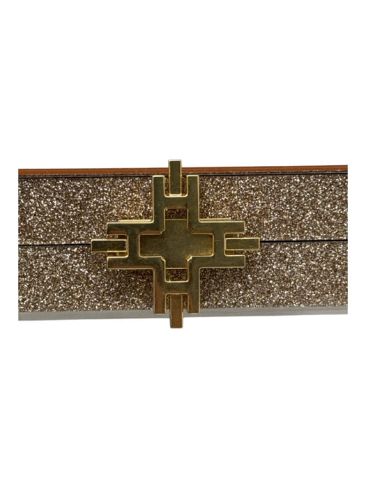 India Hicks Gold Tone Glitter Plastic Shell Removable Chain Snap Closure Bag Gold Tone