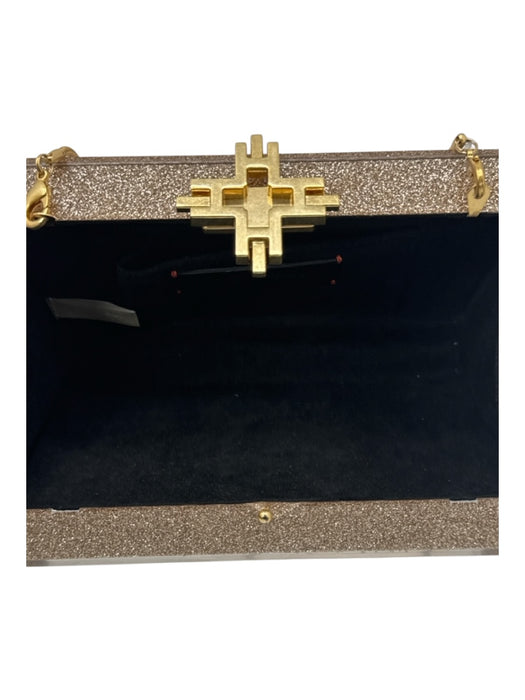 India Hicks Gold Tone Glitter Plastic Shell Removable Chain Snap Closure Bag Gold Tone