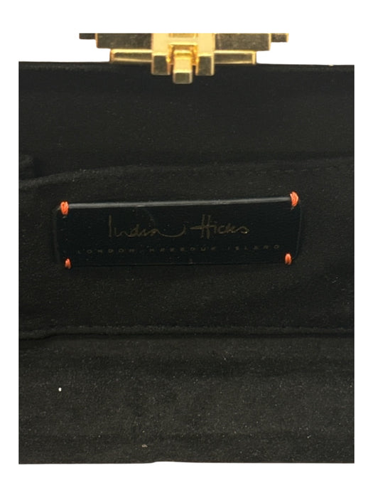 India Hicks Gold Tone Glitter Plastic Shell Removable Chain Snap Closure Bag Gold Tone