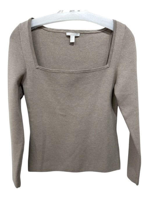 COS Size S Beige Cotton & Silk Long Sleeve Square Neck Top Beige / S