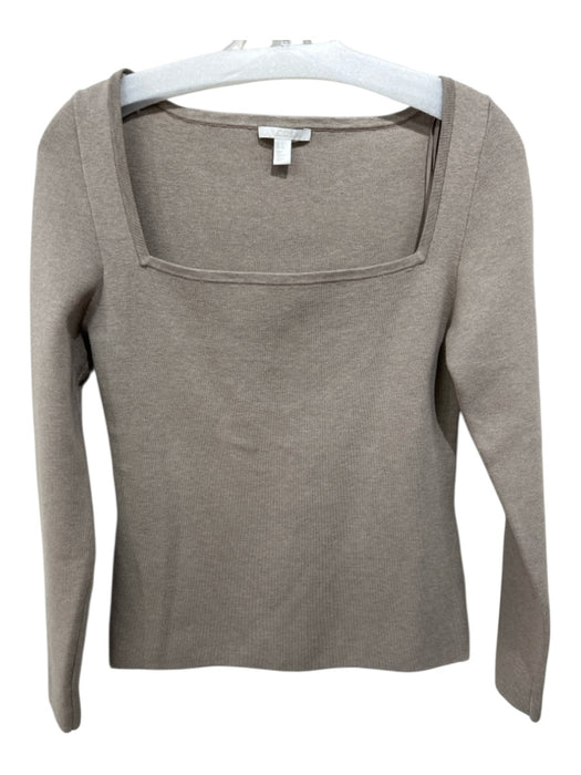COS Size S Beige Cotton & Silk Long Sleeve Square Neck Top Beige / S