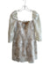 NBD Size L Cream & Tan Polyester Square Neck Back Zip 3/4 Sleeve Dress Cream & Tan / L