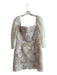NBD Size L Cream & Tan Polyester Square Neck Back Zip 3/4 Sleeve Dress Cream & Tan / L