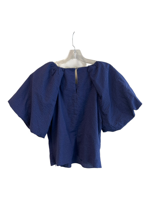 P Cill Size L Navy Polyester Round Neck Short Puff Sleeve Side Zip Top Navy / L