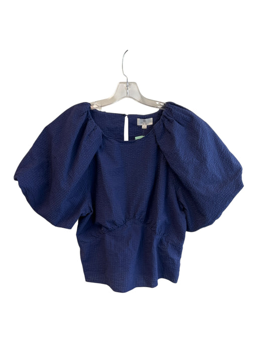 P Cill Size L Navy Polyester Round Neck Short Puff Sleeve Side Zip Top Navy / L