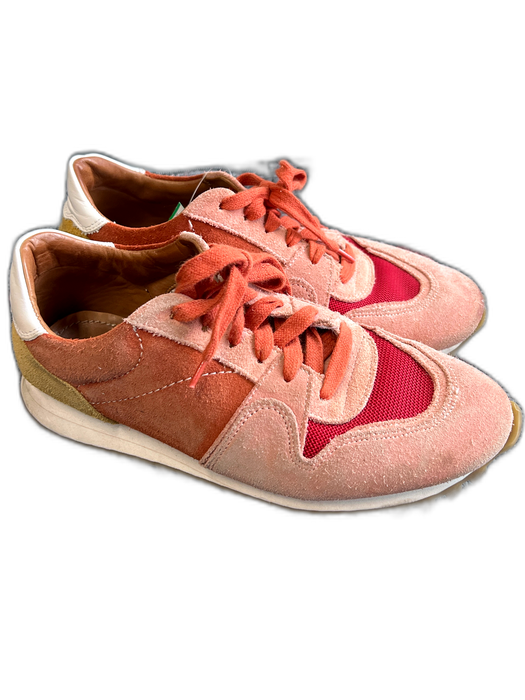 Closed Shoe Size 38 Pink & Multi Suede & Fabric Round Toe Low Top Lace Up Shoes Pink & Multi / 38