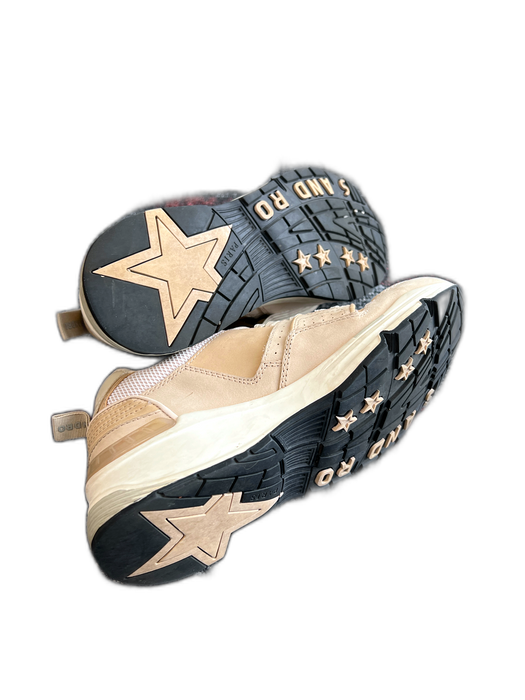 Sandro Shoe Size 6.5 Tan & beige Leather Low Top lace up Round Toe Sneaker Shoes Tan & beige / 6.5